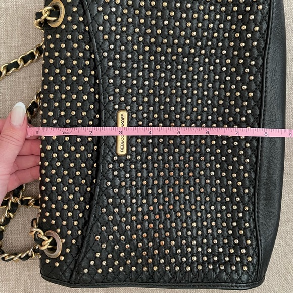 Rebecca Minkoff gold studded black leather bag with leather drop chain - Picture 6 of 13